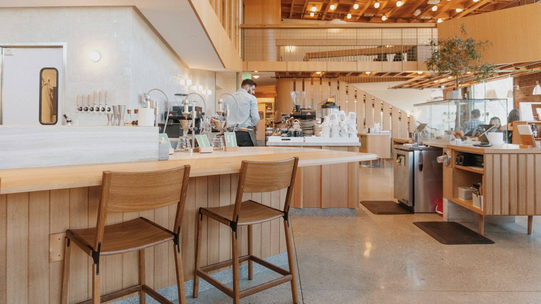 Modern coffee shop counter