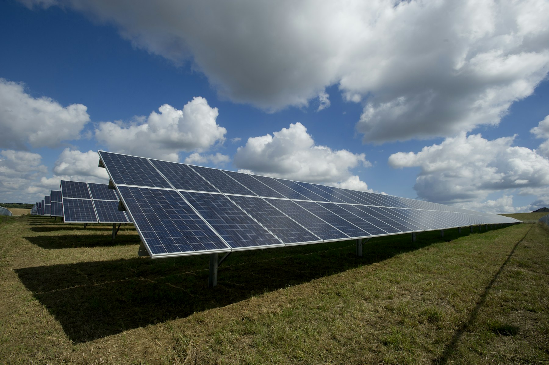 Solar panels in an open field